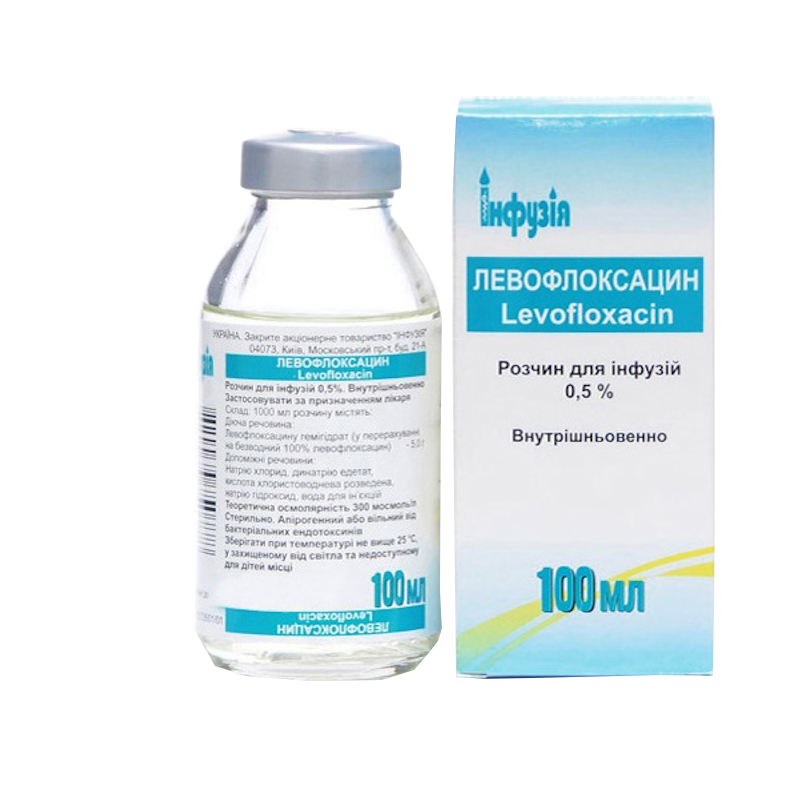 ЛЕВОФЛОКСАЦИН розчин для інфузій 0,5 % по 100 мл у пляшці